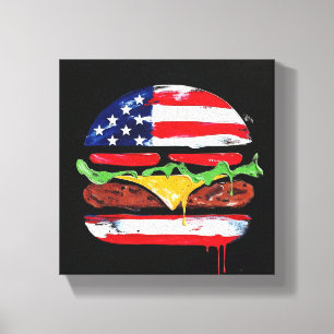 Impressão Em Tela Hamburger América (Pintura Preta Nº 6)