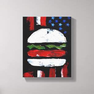 Impressão Em Tela Hamburger América (Pintura Preta Nº 7)