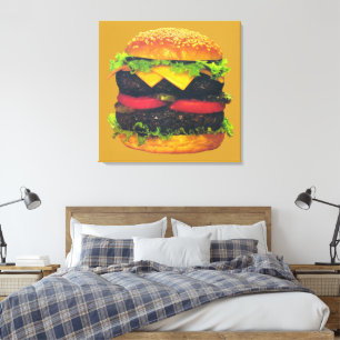 Impressão Em Tela Hamburger Duplo Deluxe com Queijo