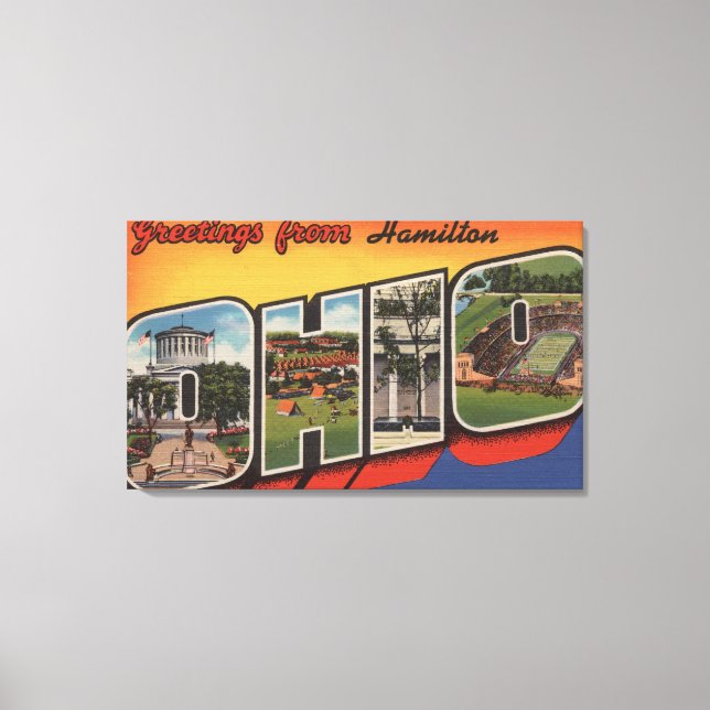 Impressão Em Tela Hamilton, Ohio - Cenas com Letras Grandes (Frente)