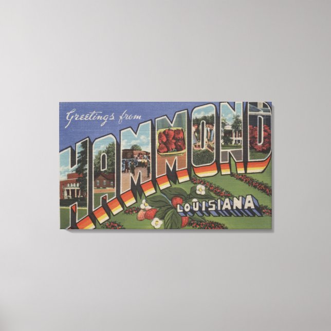 Impressão Em Tela Hammond, Louisiana - Cenas com Letras Grandes (Frente)