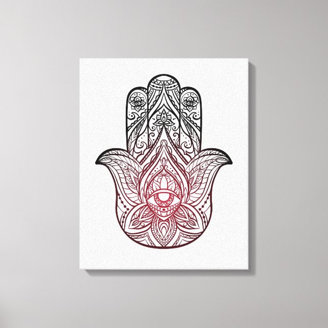 Impressão Em Tela Hamsa com padrão boho (Frente)