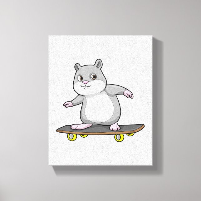 Impressão Em Tela Hamster como Patinador com skate (Frente)