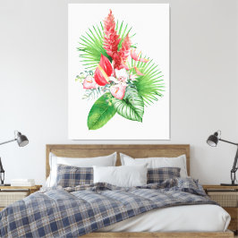 Impressão Em Tela Hana hou! (Branco) Esquema de Flor Havaiano