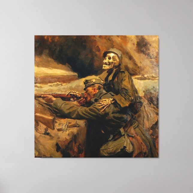 Impressão Em Tela Hans Larwin - Soldat und Tod (1917) (Frente)