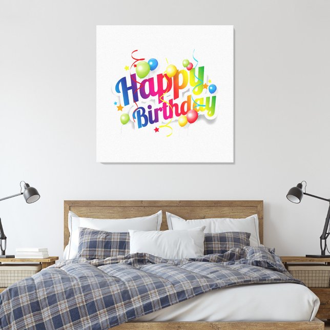 Impressão Em Tela Happy Birthday  (Guest room, kid's room or party backdrop!  )