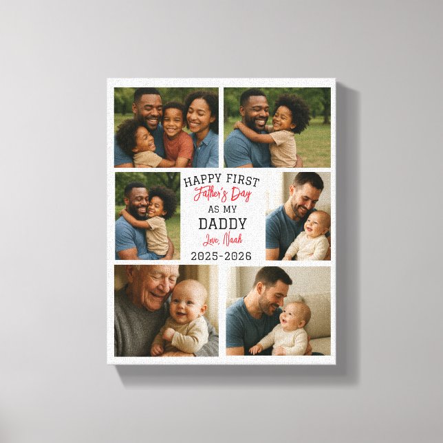 Impressão Em Tela Happy First Father Day Personalized Photo Collage (Frente)