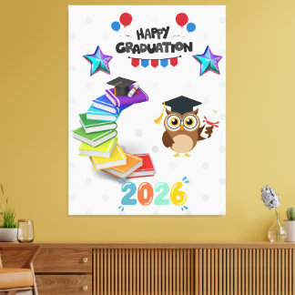 Impressão Em Tela Happy Graduation 2026 - Cute Owl & Books