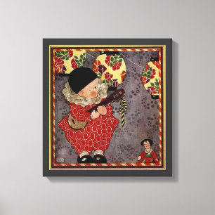 Impressão Em Tela Harlequin da criança do vintage, músico que joga