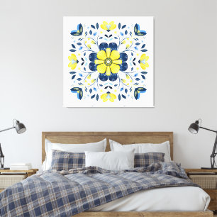 Impressão Em Tela Harmonia Floral Dourada