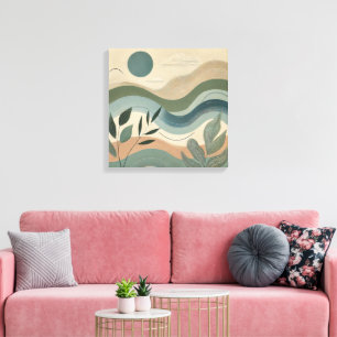 Impressão Em Tela Harmonia Natural - Arte de Ondas Abstrato Orgânica