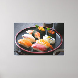 Impressão Em Tela  Harmony of Sushi on a Traditional Black Plate - C