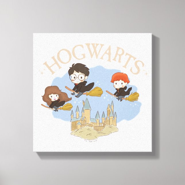 Impressão Em Tela HARRY POTTER™, Hermione e Ron Voam Sobre HOGWARTS™ (Frente)