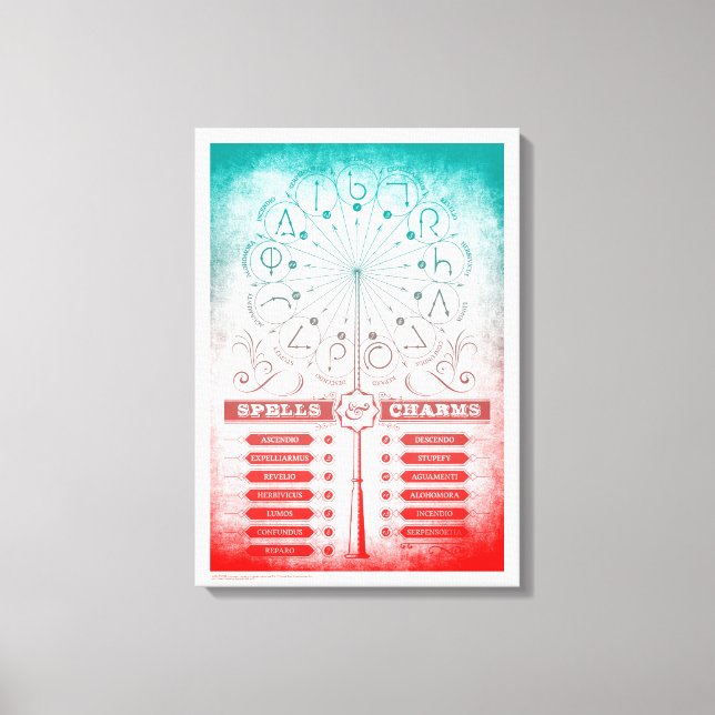 Impressão Em Tela Harry Potter Spell | Gráfico de Instrução Wand (Frente)