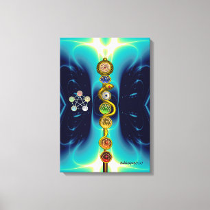 IMPRESSÃO EM TELA HASTE DE ASCLEPIUS 7 CHAKRAS, IOGA, ENERGIA