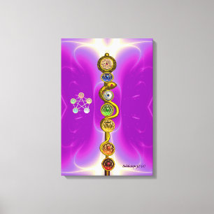 IMPRESSÃO EM TELA HASTE DE ASCLEPIUS 7 CHAKRAS, IOGA, ENERGIA