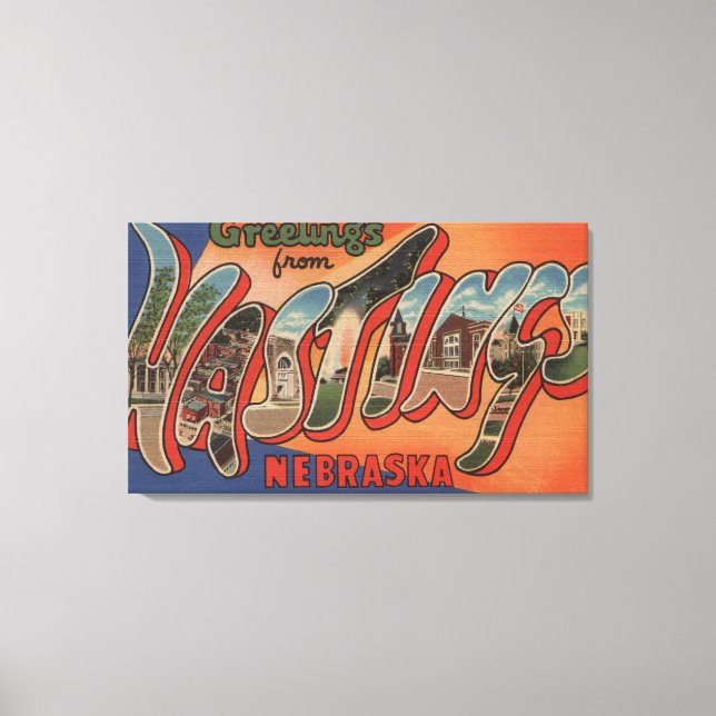 Impressão Em Tela Hastings, Nebraska - Grandes Cenas de Letra (Frente)