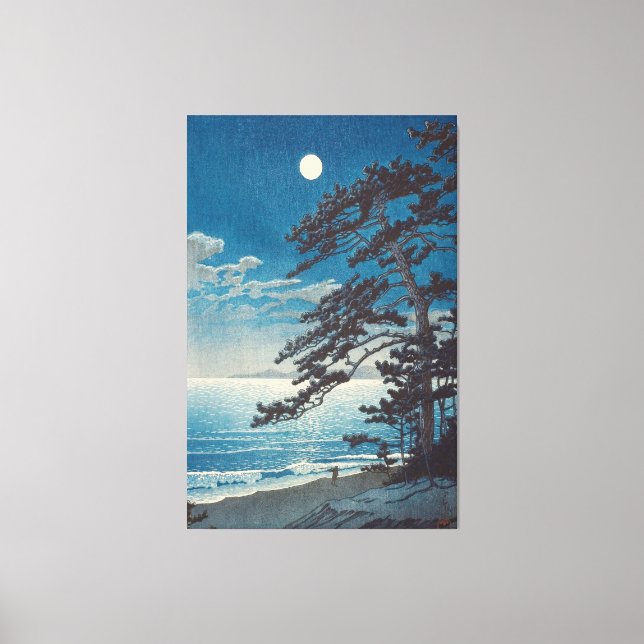 Impressão Em Tela Hasui Kawase - Lua Primavera na praia de Ninomiya (Frente)
