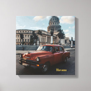 Impressão Em Tela Havana Cuba Carro Clássico Antigo 
