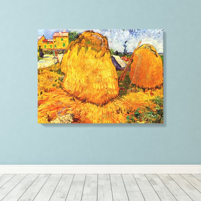 Impressão Em Tela Haystacks em Provença por Vincent van Gogh (Insitu(piso de madeira))