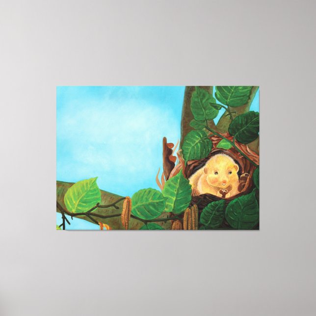 Impressão Em Tela Hazel dormouse comendo avelã (Frente)