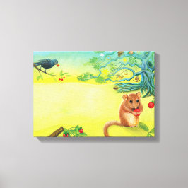 Impressão Em Tela Hazel Dormouse comendo morango selvagem