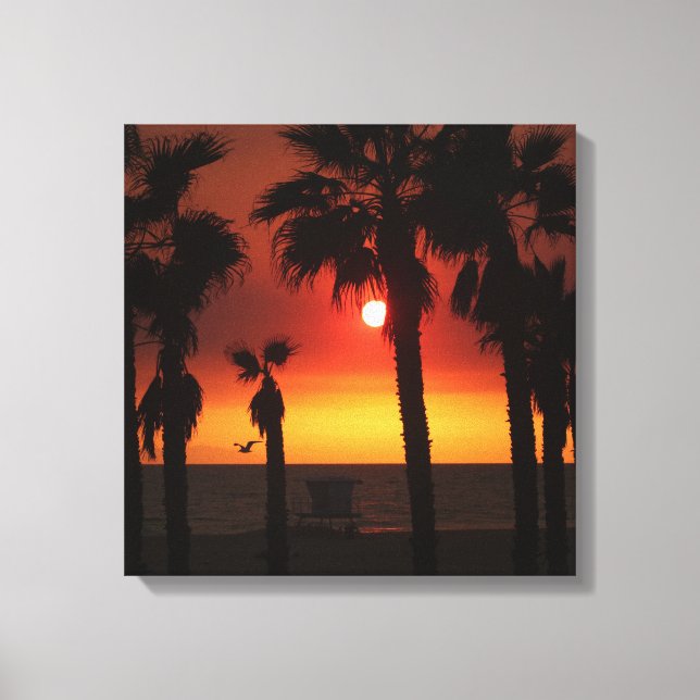 Impressão Em Tela HB Sunset Palms & Gaivota  (Frente)