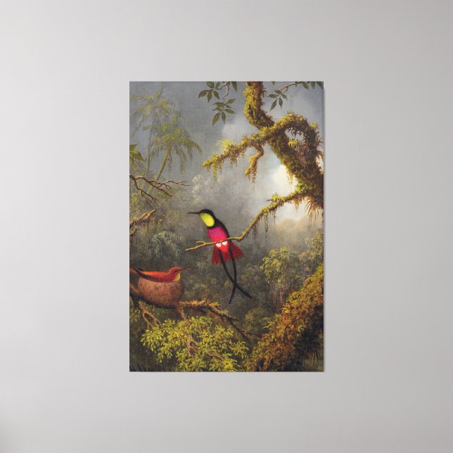 Impressão Em Tela HEADE Um Par de Crimson Topaz Hummingbird Ninho (Frente)