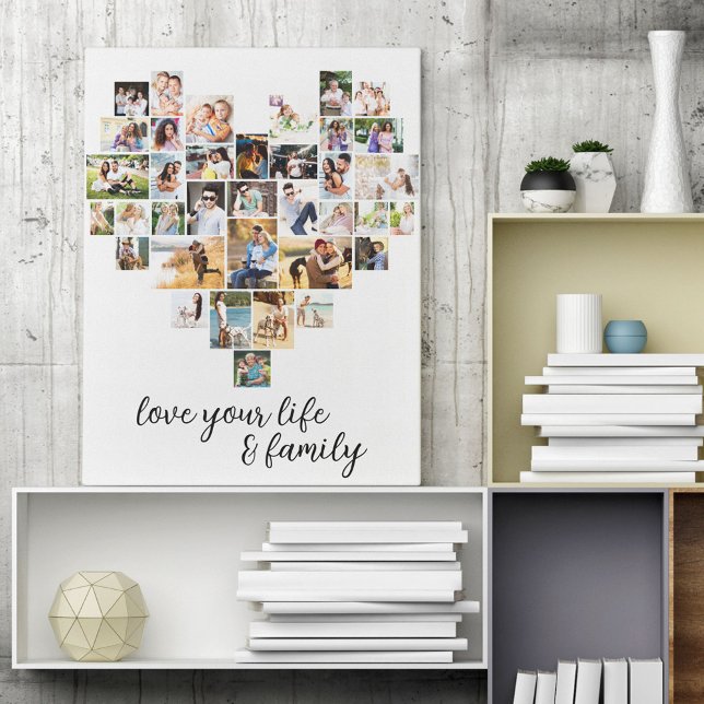 Impressão Em Tela Heart Shaped 36 Photo Collage Love Life Family (Criador carregado)