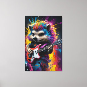 Impressão Em Tela Hedgehog toca guitarra, grafite de rock
