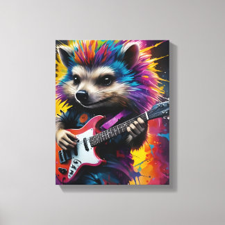 Impressão Em Tela Hedgehog toca guitarra, grafite de rock