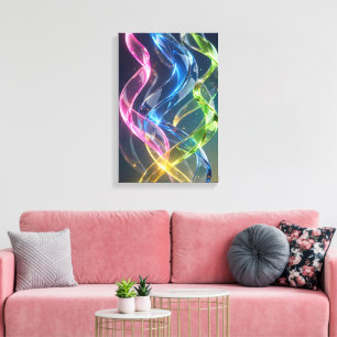 Impressão Em Tela Hélice de Vidro Arco-íris - Fitas Neon 3D Verticai