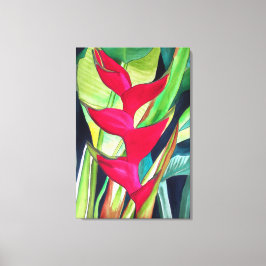 Impressão Em Tela Heliconia Lobster Claw, flor de aquarela tropical