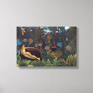 Impressão Em Tela Henri Rousseau O Sonho - Mulher Selvagem com Anima