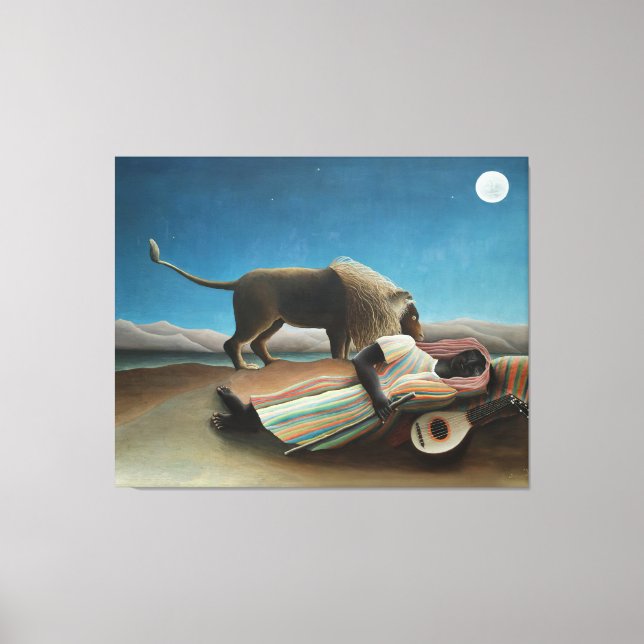Impressão Em Tela Henri Rousseau Sleeping Gypsy Lion Painting (Frente)