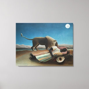 Impressão Em Tela Henri Rousseau Sleeping Gypsy Lion Painting