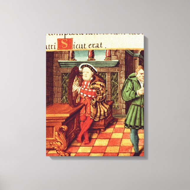 Impressão Em Tela Henry VIII Tocando uma Harpa com seu bobo (Frente)