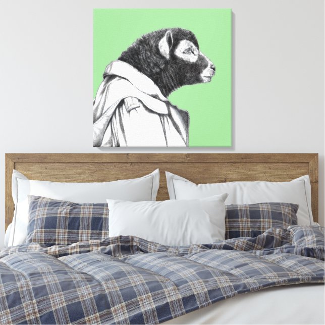 Impressão Em Tela Herdwick Lamb em Trench Casaco (Moegi) (Insitu(Quarto))