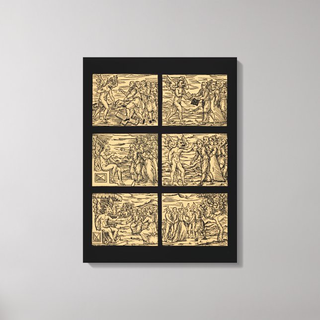 Impressão Em Tela Hexaptych de bruxas após Guazzo 18x24 (Frente)