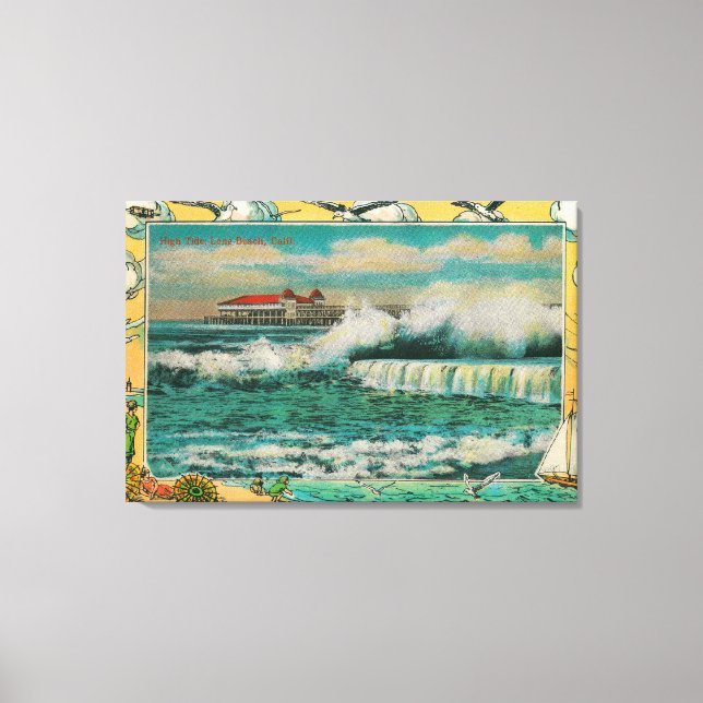 Impressão Em Tela High Tide em Long Beach, Califórnia (Frente)