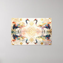 Impressão Em Tela Himmlische Kraniche in Harmonie - Wasserfarben