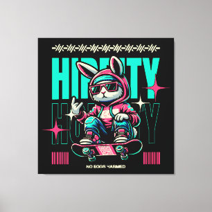 Impressão Em Tela Hip-Hop Hoppity - Coelho Skater Páscoa