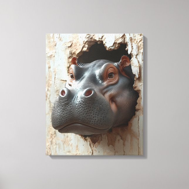 Impressão Em Tela Hippo Breakthrough - Arte de Muro 3D (Frente)