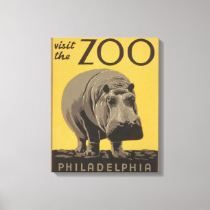 Impressão Em Tela Hippopotamus vintage hippo zoo poster wpa