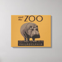 Hippopotamus vintage hippo zoo poster wpa