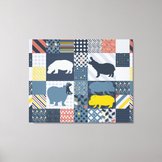 Impressão Em Tela Hippos Faux-Quilted