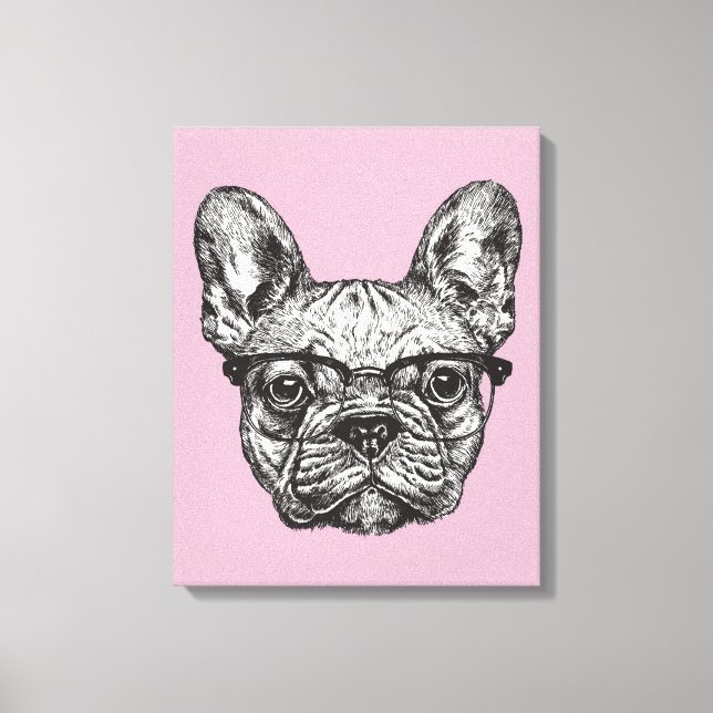 Impressão Em Tela Hipster Bulldog (Frente)