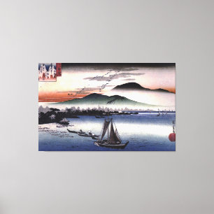 Impressão Em Tela Hiroshige - Barcos de pesca num lago