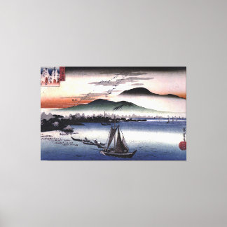 Impressão Em Tela Hiroshige - Barcos de pesca num lago
