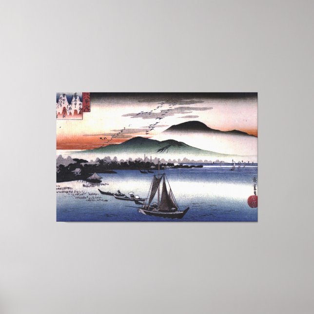 Impressão Em Tela Hiroshige - Barcos de pesca num lago (Frente)